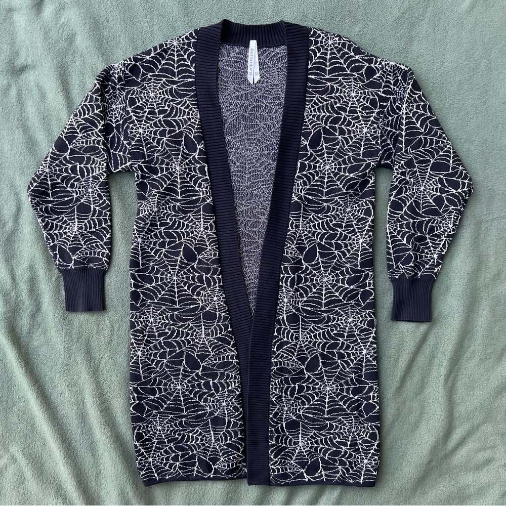 Sparkly Spider Web Open Front Sweater - image 1